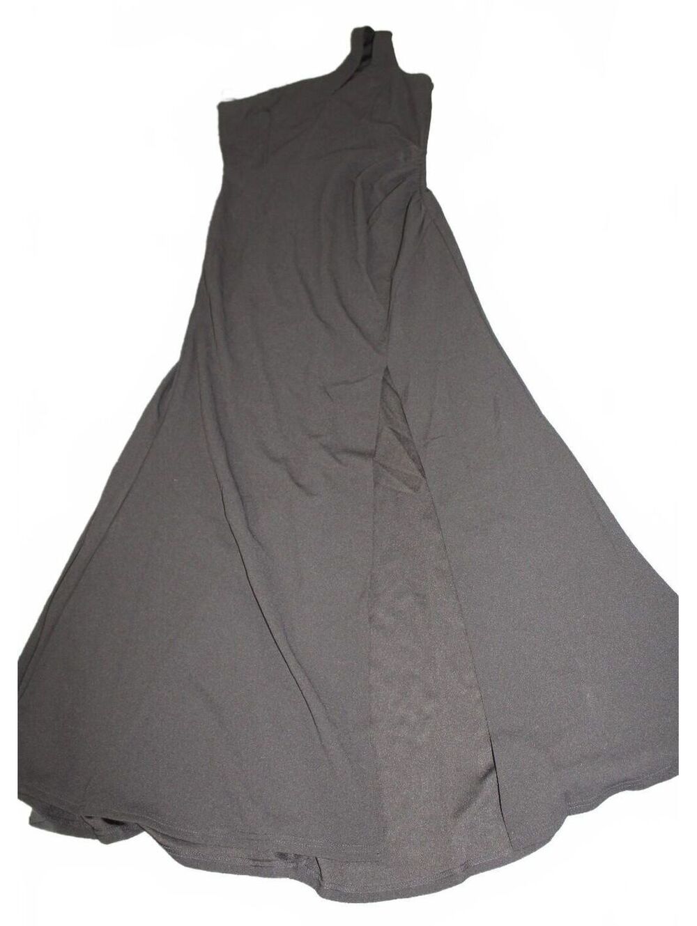 NWT WOOSEA Black One Shoulder Ruched Side Slit Maxi Dress M